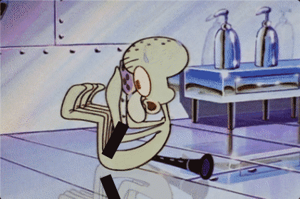 squidward doing the future pose, but he's naked and there's a black bar covering his genitals